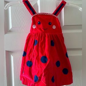 Red and Navy ladybug Pinafore Jumper